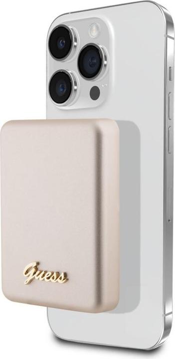Produktbild Guess Powerbank indukcyjny 15W GUPBM5ALGSGD 5000mAh złoty/gold MagSafe Metal Script Logo (5000 mAh, 15 W)