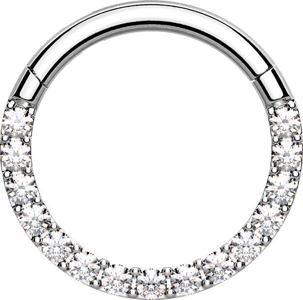 Produktbild Star Piercing Micro Segmentring klappbar silber front Kristalle silber (ohne Messing, Chirurgenstahl 316L)