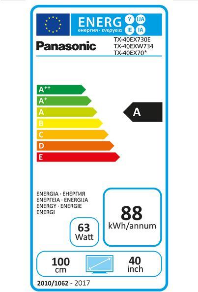 Energie-Label Panasonic Tx-40exw734 (40", LCD, 4K, 2017)