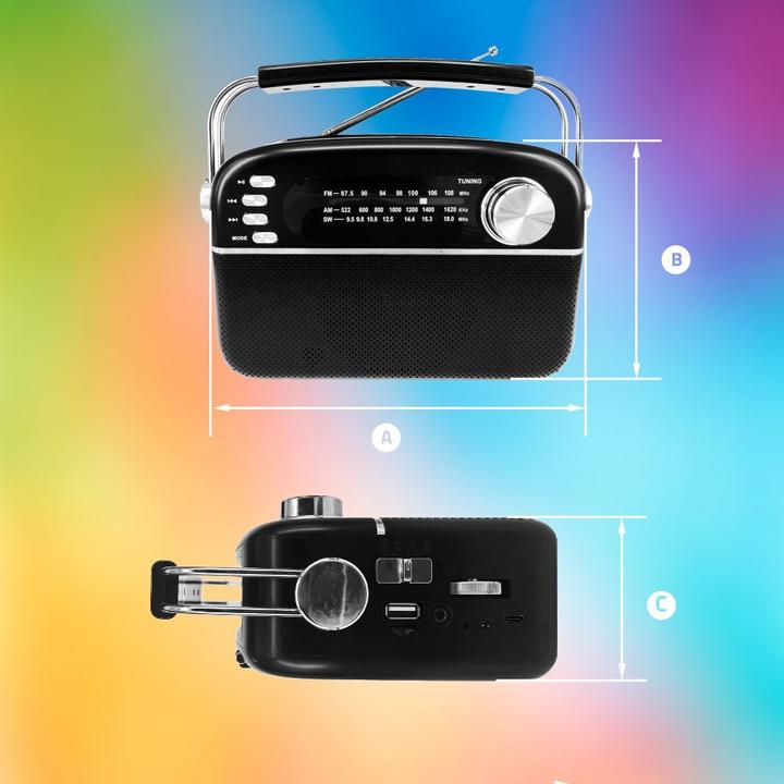 Image du produit Manta Radio portable FM/AW/SW avec panneau solaire (AM, FM, Bluetooth)
