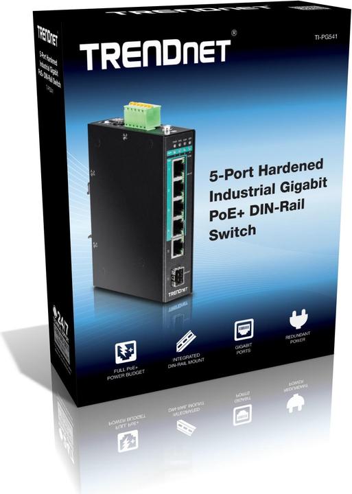 Produktbild Trendnet TI-PG541 PoE+ Industrial Gigabit DIN-Rail (6 Ports)