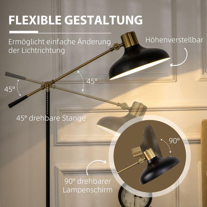 Actual product image Swisshandel24 Floor lamp, height-adjustable floor lamp, 40 W swivelling floor lamp, arc lamp, reading lamp with (E27)