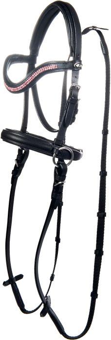 Actual product image HKM Bitless snaffle -- for wooden horses black/pink Shetty