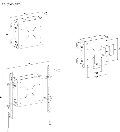 Produktbild Multibrackets M PC BOX Tilt VESA 400 81 bis 140 cm 30 kg LG PANASONIC SAMSUNG SONY PHILIPS