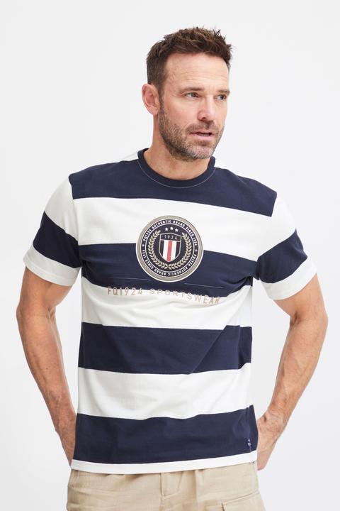 Actual product image FQ1924 FQTom SS stripe tee w logo print 21900645 (M)