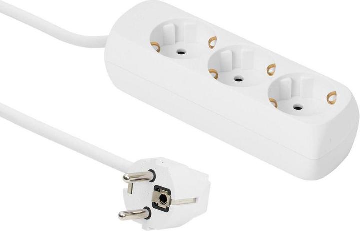 Produktbild MicroConnect 3-way Schuko Socket 1.8M White (3 x, CEE 7/3, 1.80 m)