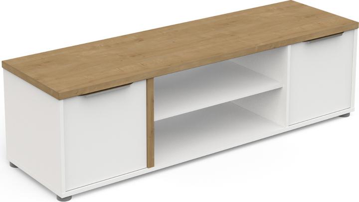 Image du produit CaliCosy Meuble TV 2 portes et 2 niches décor chêne et blanc L135 cm - ACCESS
