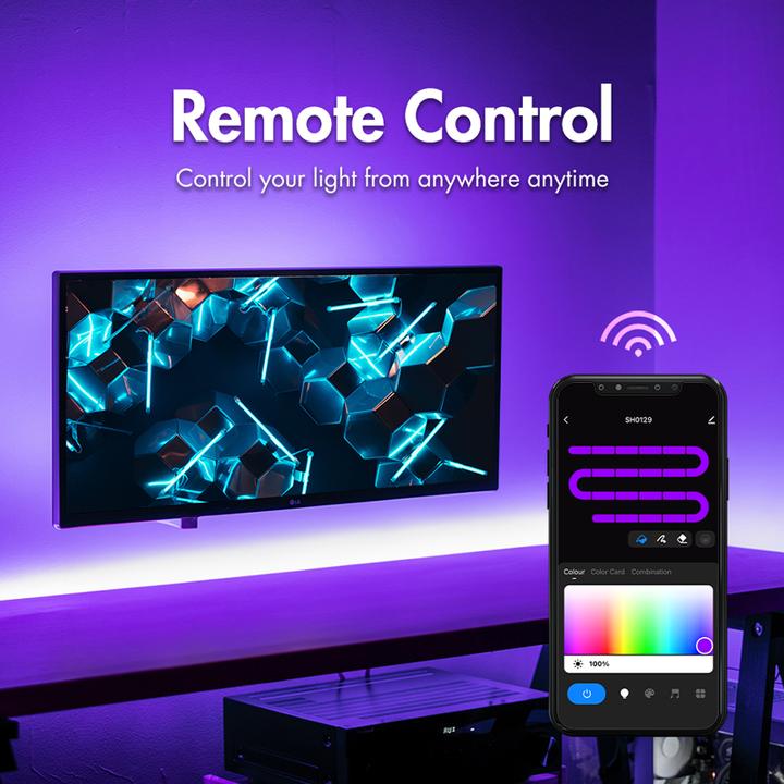Image du produit LogiLink Bande LED RVB intelligente Wi-Fi, autocollante, compatible Tuya, 5 m (Multicolore, 500 cm, Intérieur)