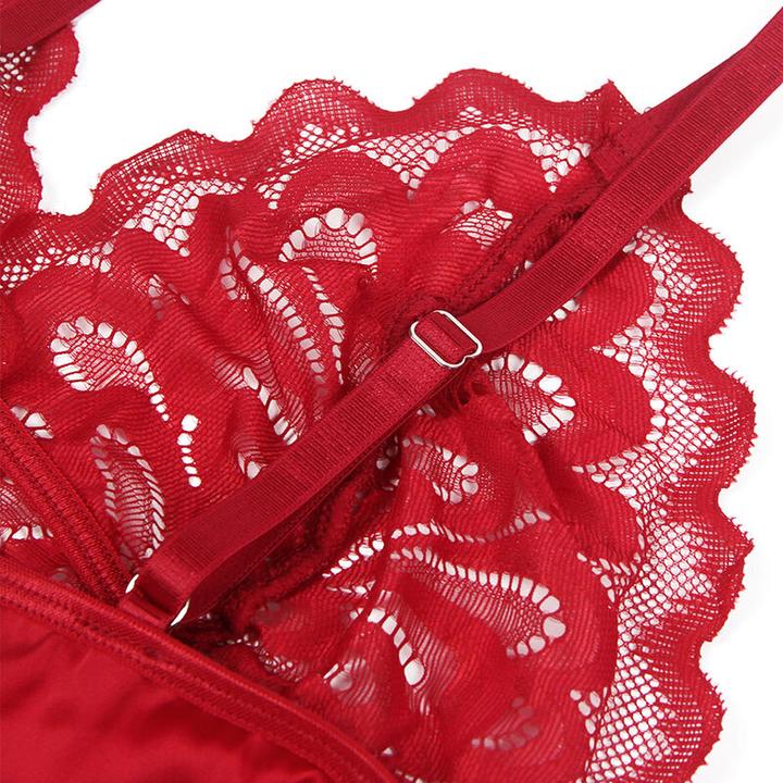Image du produit Subblime Babydoll En Satin Avec Dentelle Rouge S/M (S, M)