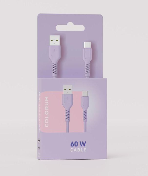 Actual product image Forever COLORUM cable USB-A - USB-C 1,8m 3A CK60-AC-09 xLavenda (1.80 m)