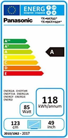 Energy Label Panasonic Tx-49exw604 (49", LCD, 4K, 2017)
