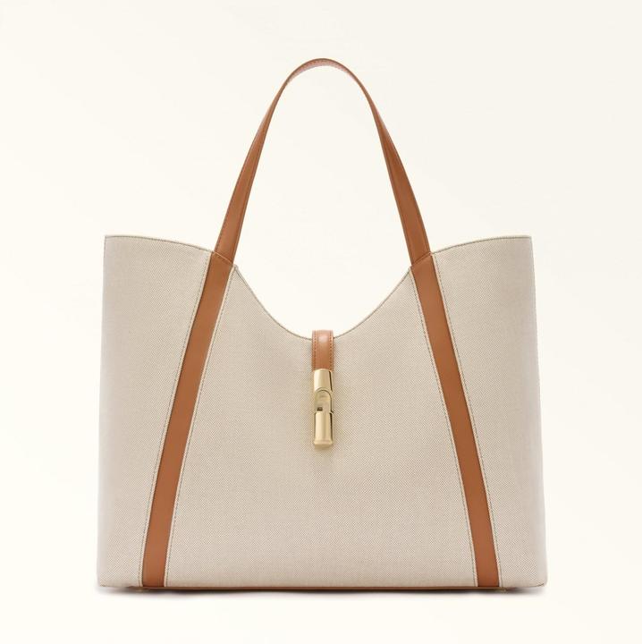 Immagine prodotto Furla shopping goccia xl hobo in canvas and leather color natural/brandy