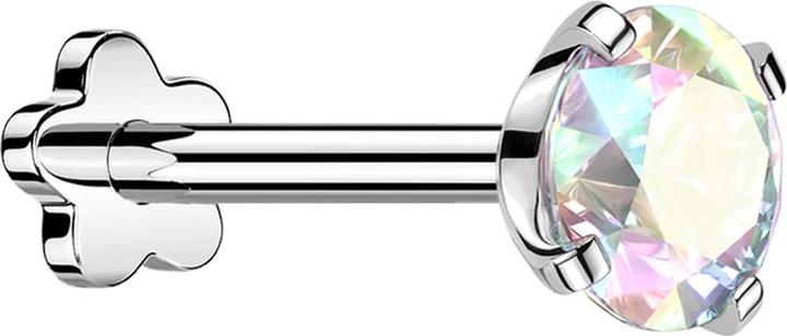 Actual product image Star Piercing Micro Threadless Labret Flower silver set with crystal multicolour (Titanium G23, without brass)