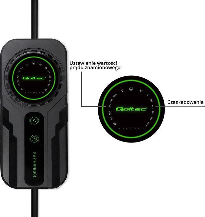 Image du produit Qoltec Mobilna ładowarka do samochodu elektrycznego EV z regulacją 2w1 Typ2 | SCHUKO | 3.5kW | 230V (Type 2, 3.50 kW, 16 A)