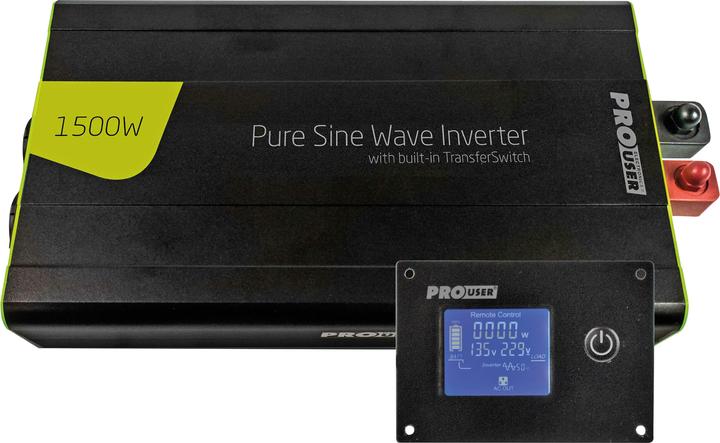 Produktbild ProUser Wechselrichter PSI1500TX 1500W 12V - 230 V/AC inkl. Fernbedienung, USV-Funktion, Netzvorran