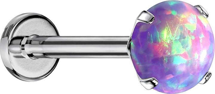 Star Piercing Micro Threadless Labret silber Opal violett gefasst (Titan G23, ohne Messing)