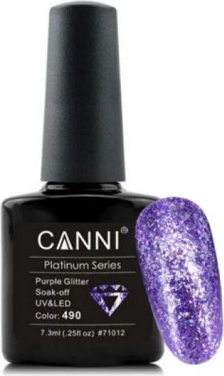 Immagine prodotto Canni Vernice gel Platinum Purple Glitter UV/LED (Glitter viola platino, Smalto per unghie effetto gel)