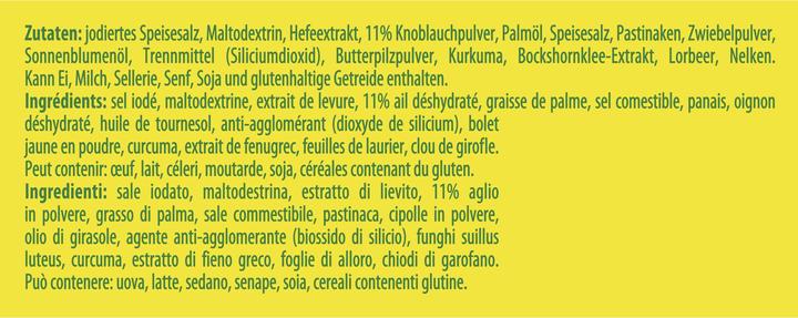 Valeurs nutritives et ingrédients Knorr Aromat Ail (90 g)