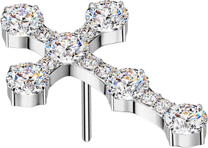 Actual product image Star Piercing Threadless Kreuz gothic silber Kristall silber (without brass, Titanium G23)
