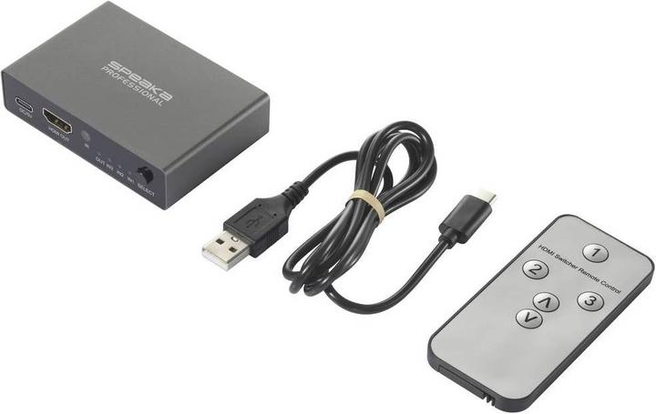 Image du produit SpeaKa Professional SP-HDS-210 Commutateur HDMI 3 ports Compatible Ultra HD 7680 x 4320 pixels