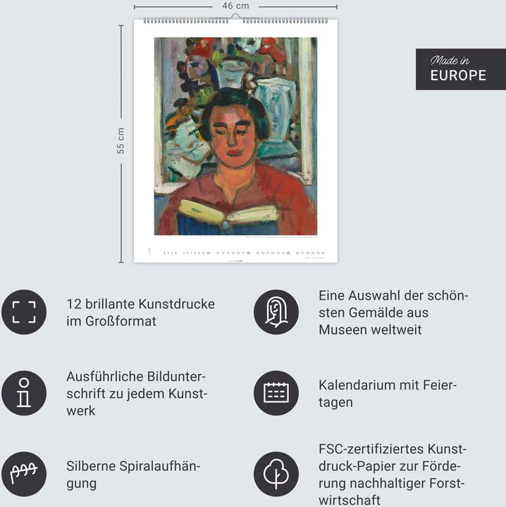 Actual product image Lesende Frauen Edition Kalender 2026 (46 x 55 cm, Hardcover, German)