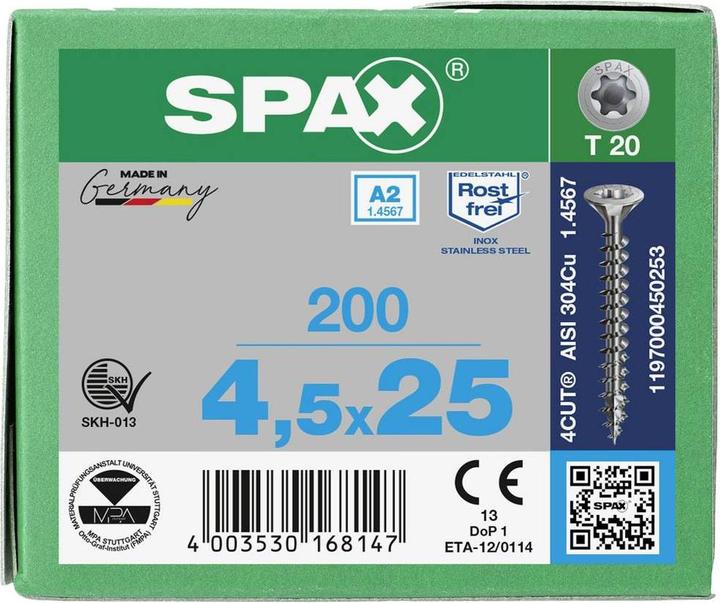 Actual product image Spax Chipboard screws A2 (200 Screws per piece)