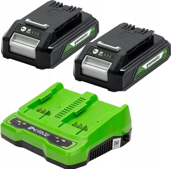 Immagine prodotto Greenworks Starterskit 24V - 2 Accu da 4 Ah En Duolader (24 V)