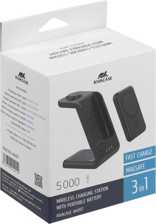 Image du produit Rivacase VA4917 Chargeur sans fil Qi 15W avec batterie externe avec QC/PD 5000mAh Quick Charge Functi (15 W)