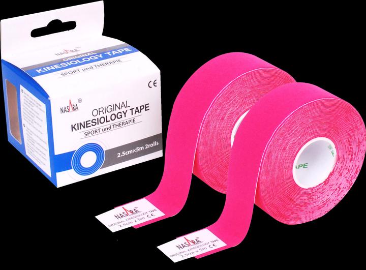 Actual product image Nasara Kinesiology Tape narrow pink 2.5cmx5m (5 m)