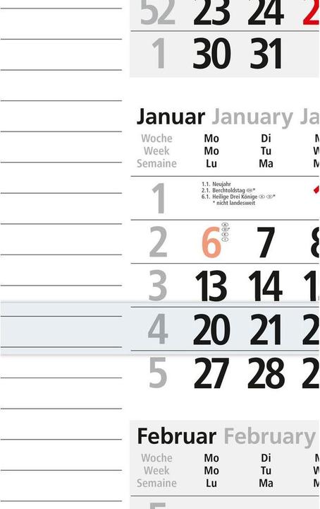 Produktbild Bühner 3-Monatskalender ms. M3KPN 30x56cm, 2021 (Spezial, Weicher Einband, Deutsch)