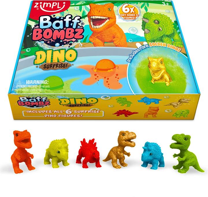 Zimpli Kids Zimpli 6x Baff Bombz Dino-Überraschungs-Sammel-Badebomben-Spielzeug