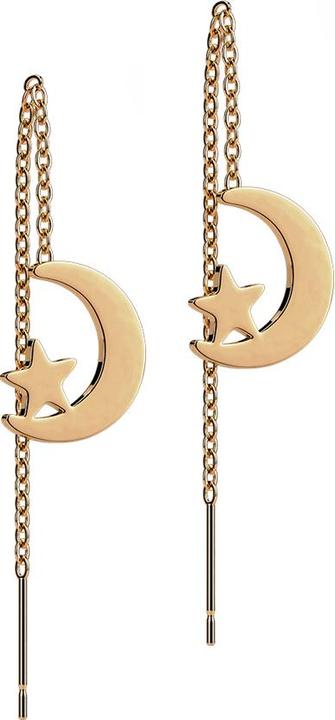 Immagine prodotto Star Piercing Orecchini a perno in oro rosa con luna e stella in caduta libera (Acciaio chirurgico 316L, senza ottone)