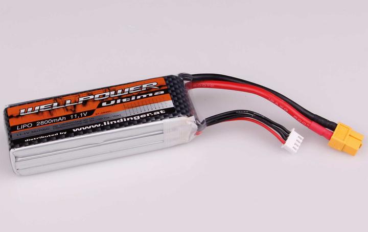 Actual product image Wellpower Lipo battery Ultima 2800 mAh / 11.1 Volt 3S 35/70C CH5/8 XT-60 (11.10 V, 2800 mAh)