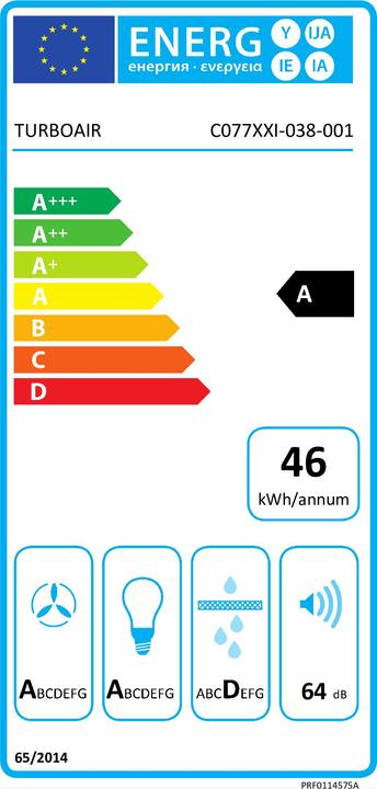 Label énergétique Turboair KITTY WH/A/60 (Hotte murale)