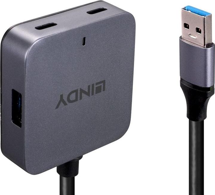 Actual product image Lindy 10m USB 3.0 hub, 4 ports 10m extension for 2 USB type C and 2 USB type A devices (USB-A, 4 ports)