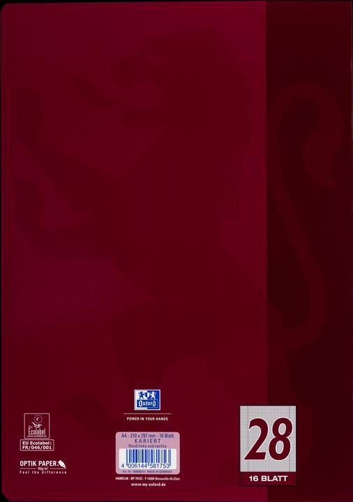 Produktbild Oxford Schulheft, A4, Lineatur 28 (A4, Kariert)