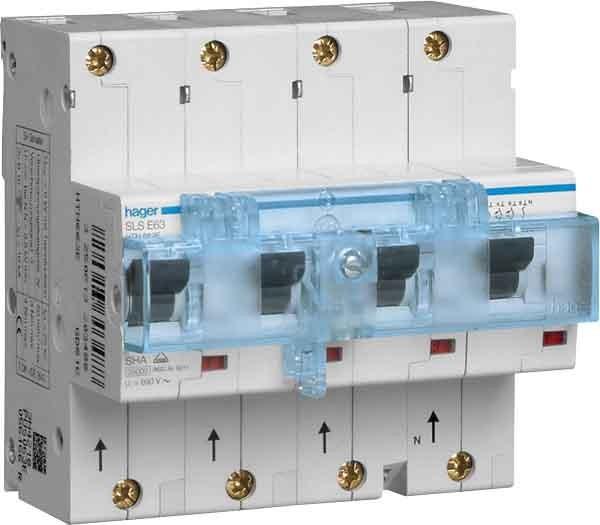 Hager HAG HTN680E SLS switch 3P+N E- 80A top-hat rail