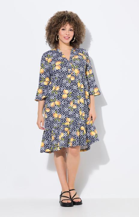 Produktbild Ulla Popken Jerseykleid, A-Linie, Tunika-Ausschnitt, 3/4-Arm (56)
