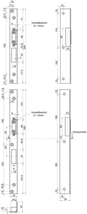 Actual product image MSL Reno angle strike plates VariFlex BV-24421 (Door handle)