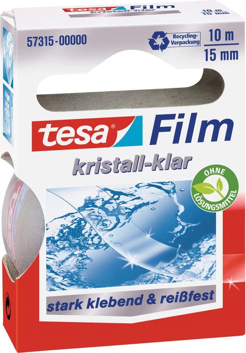 Produktbild tesa 10x tesafilm KRISTALL-KLAR, hochtransparent, alterungsbeständig, mit starker Haftung (15 mm)