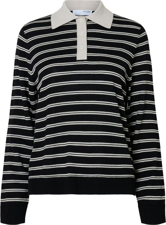 Selected Femme 100% Merinowoll Langarm-Poloshirt