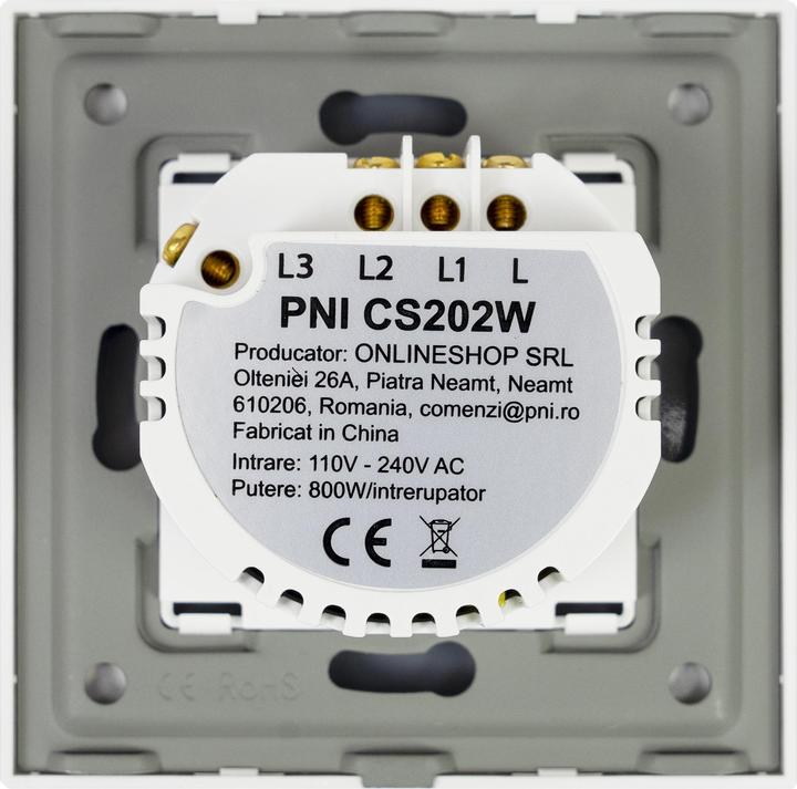 Actual product image PNI Conductor head switch and double cross head switch with glass contact CS202W, white with LED