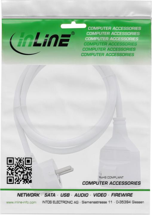 Image du produit InLine Rallonge électrique prise de terre coudée / prise femelle, blanc, 3m (3 m)
