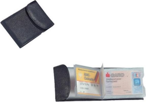 Kredit- und Visitenkartenetui, Leder, schwarz mit Druckknopfverschluss, für ca. 10 Karten