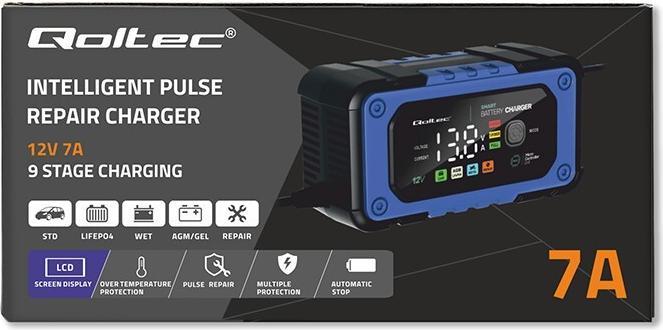 Actual product image Qoltec Battery charger with repair function, 12V, 7A (12V, 7 A)