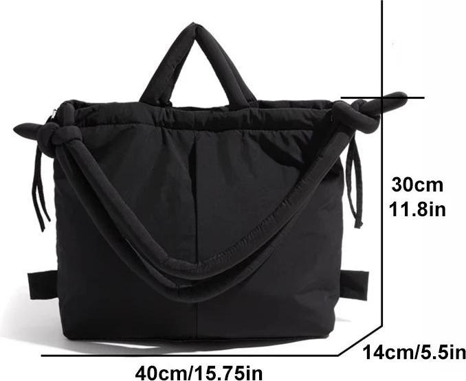 Only-Bags.Store Lässige Nylon gepolsterte Tragetasche Designer weiche Puffer Schulter Crossbody Taschen Einfache