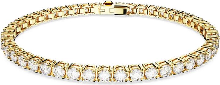 Swarovski Matrix Tennis Armband Rundschliff Weiss Gold (19 cm, Swarovski Metall)