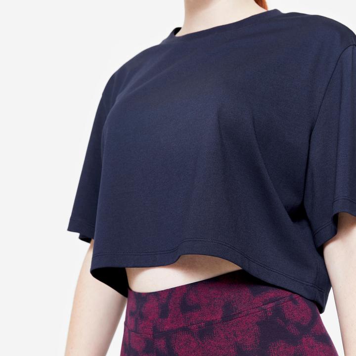 Image du produit Domyos T-shirt femme crop top - bleu foncé (XS)