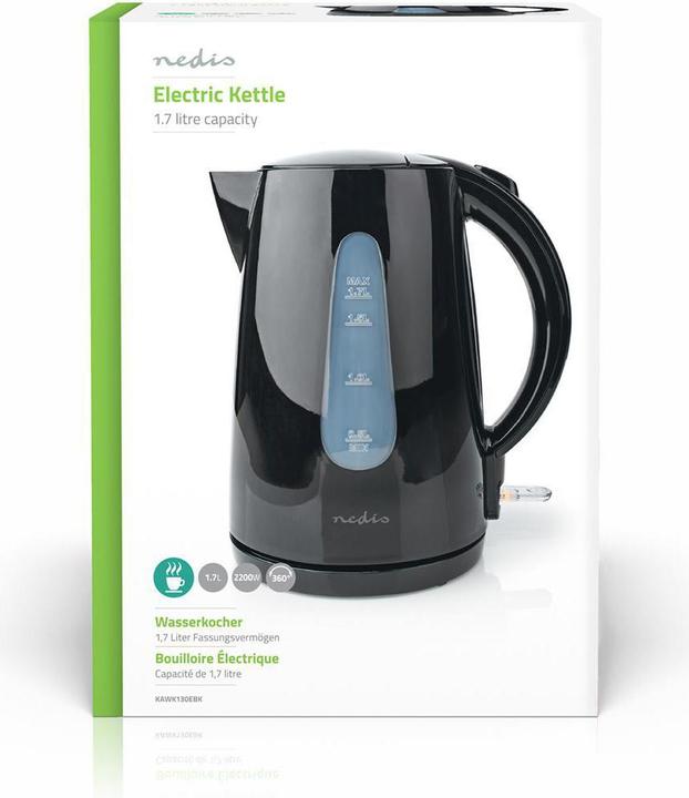 Produktbild Nedis Wasserkocher 1.7 l Plastik Um 360 Grad drehbar Verdecktes Heizelement Strix® Controller Boil-D (1.70 l, EU-Stecker)