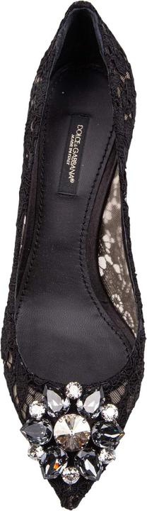 Actual product image Dolce & Gabbana bellucci black lace pumps with crystal application (38)